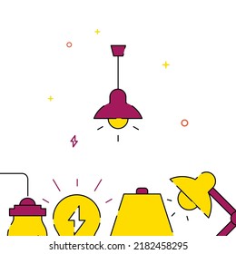 Mit einer halbkreisförmigen Lampe gefüllte Vektorsymbol, einfache Abbildung, zugehörige untere Grenze.