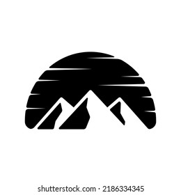 semicircular mountain black and white icon on isolated background