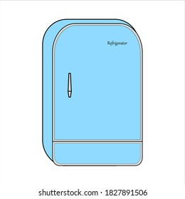 Semicircular old blue refrigerator with a handle. Refrigerator repair. Retro kitchen appliances. Repair of a retro refrigerator. Maintenance of refrigeration climatic equipment. Master repairman.