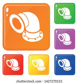 Semicircular pipe icons set collection vector 6 color isolated on white background