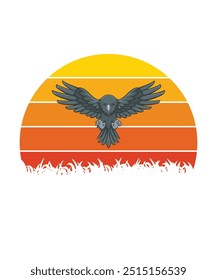 a semi-circular retro vector containing an eagle