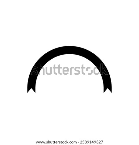 Semicircular ribbon banner. Vector illustration. Semi circle curved long thin banner.