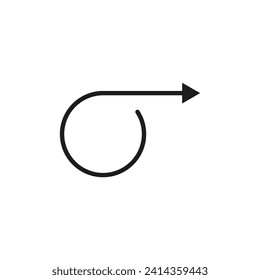 Flecha semicircular redondeada. Forma estrecha delgada de círculo semi. Dibujo vectorial e ilustración.