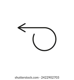 Semicircular rounded arrow. Semi circle thin long narrow shape. Vector drawing and illustration.