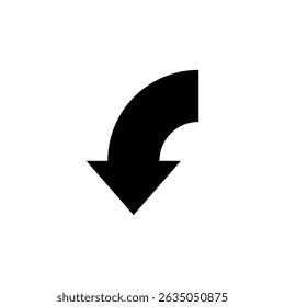 Semicircular rounded arrow. Semi circle curved shape. Vector illustration.