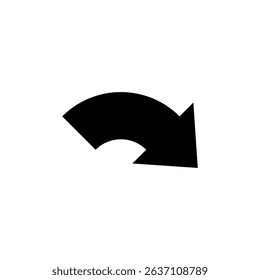 Semicircular rounded arrow. Semi circle curved shape. Vector illustration.