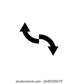 The semicircular rounded arrows point in different directions and sides. Vector illustration on white background.