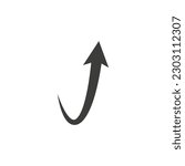 Semicircular rounded curved geometric trajectory arrow. The arrow of the flight path and the motion of the object. 