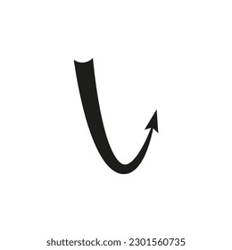 Semicircular rounded curved geometric trajectory arrow. The arrow of the flight path and the motion of the object. 