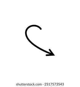 Semicircular rounded curved geometric trajectory arrow. Arrow of path and movement.