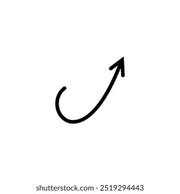 Semicircular rounded curved geometric trajectory arrow. Arrow of path and movement.