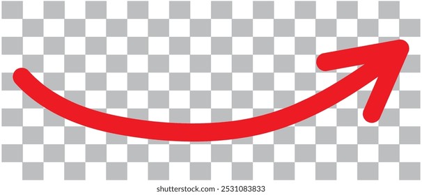 Seta de trajetória geométrica arredondada semicircular. A seta da trajetória de voo e o movimento do objeto.