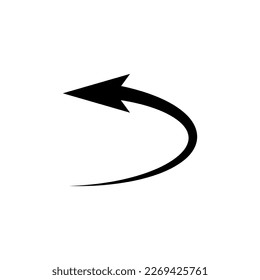 Semicircular rounded curved rotating arrow to the left.