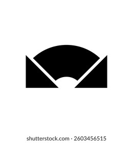 Semicircular rounded double ended arrow. Dual semi circle arrow with curved base. Vector illustration.