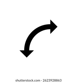 Semicircular rounded double ended arrow. Dual semi circle arrow with curved base. Vector illustration.