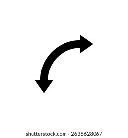 Semicircular rounded double ended arrow. Dual semi circle arrow with curved base. Vector illustration.