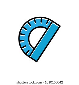 Icono plano de regla semicírculo. vector de plantilla de diseño