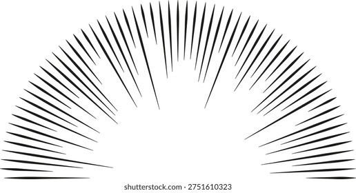 Semicircular shape with rays extending inward from the edges.