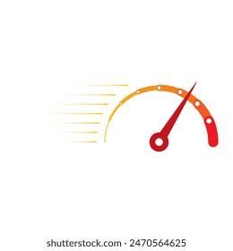 semicircular speedometer. orange-red indicator concept