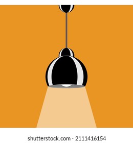 Sombra esférica semicírica. Una lámpara para iluminar la habitación. Lámpara de techo dentro de la casa. Icono de vector, negro, plano complejo