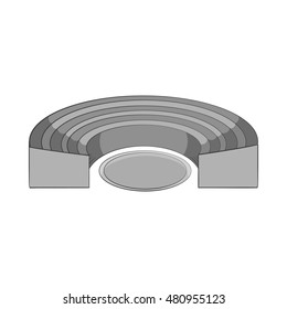 Semicircular stadium icon in black monochrome style isolated on white background. Championship symbol vector illustration