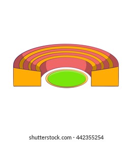 Semicircular stadium icon in cartoon style isolated on white background. Sports facility symbol