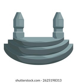 Podio semicircular de piedra con columnas, perfecto para mostrar objetos o figuras importantes