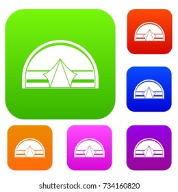 Semicircular tent set icon color in flat style isolated on white. Collection sings vector illustration