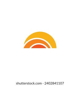 Semicircular vortex or sunset logo with blank background