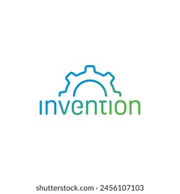 semicircular wheel and the word invention. invention logo invention concept