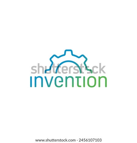 semicircular wheel and the word invention. invention logo invention concept