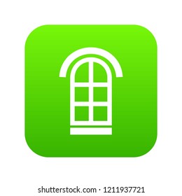 Semicircular window frame icon green vector isolated on white background