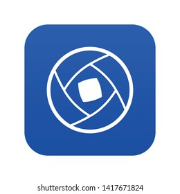 Semi-closed lens icon digital blue for any design isolated on white vector illustration