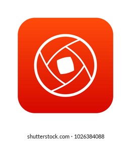 Semi-closed lens icon digital red for any design isolated on white vector illustration