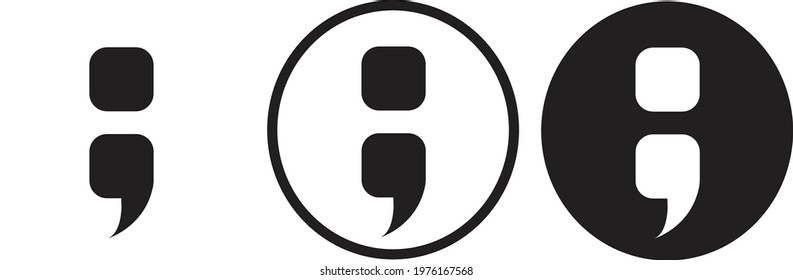 semicolon icon black outline for web site design 
and mobile dark mode apps 
Vector illustration on a white background