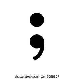 Semicolon sign silhouette icon vector flat design.