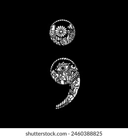 The semicolon symbol in a doodle can also be used as a tattoo design