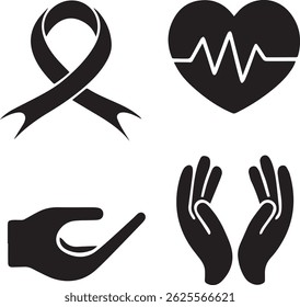 Semicolon Symbol and Mental Health Icon Set
