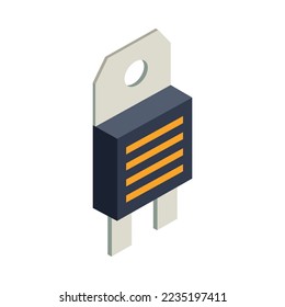 Semicondoctor production isometric composition with technology and science isolated icons vector illustration