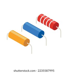 Semicondoctor production isometric composition with technology and science isolated icons vector illustration