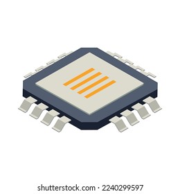 Semicondoctor production isometric composition with technology and science isolated icons vector illustration
