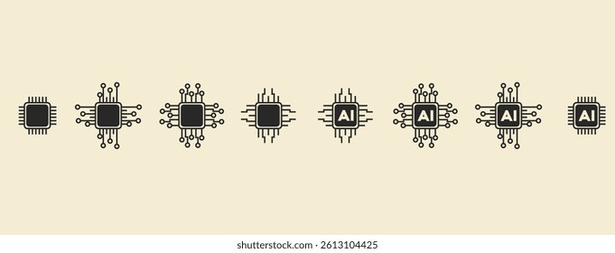 semiconductor chip or ai chip symbol icon in vector