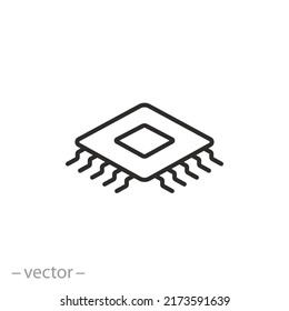 Semiconductor Chip Icon, Electronic Processor, Circuit Motherboard,
Thin Line Symbol On White Background - Editable Stroke Vector Illustration