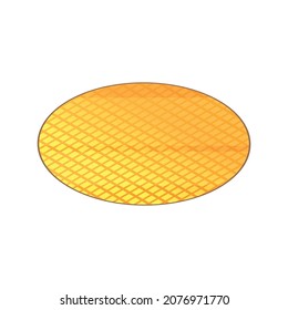 Semiconductor chip production isometric composition with isolated image of round silicon wafer vector illustration
