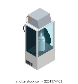 Semiconductor chip production isometric icons composition with isolated hi-tech facility image vector illustration