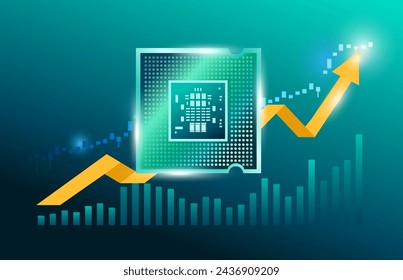 Semiconductor, Circuit board. Technology background. AI chip stocks gain concept.