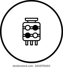 Semiconductor Component Icon Depicting Electronic Device Within Circular Frame Design