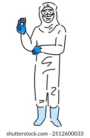 Trabalhadores da fábrica de semicondutores vestindo ilustração de desenho de mão de desgaste de sala limpa, vetor