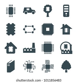 Semiconductor icons. set of 16 editable filled semiconductor icons such as cpu