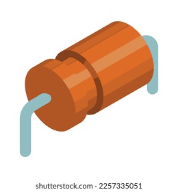 Semiconductor isometric composition with isolated circuit board element on blank background vector illustration